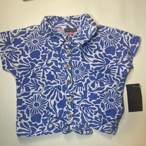 Vance Camuto Girls Size 6 button up top-Periwinkle flowery design NWT